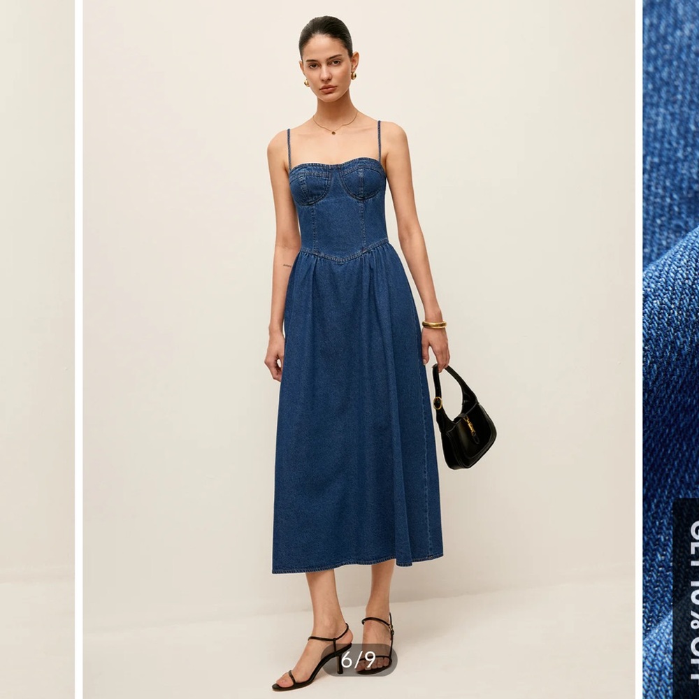 Commense Denim Midi Dress in Dark Blue